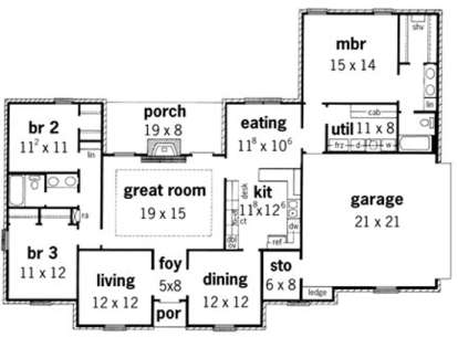 Floorplan 1 for House Plan #9035-00185