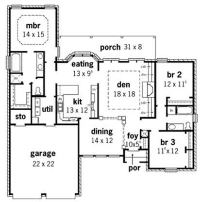 Floorplan 1 for House Plan #9035-00190
