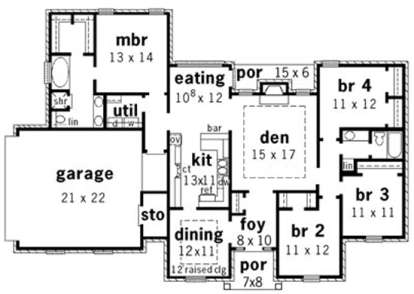 Floorplan 1 for House Plan #9035-00195