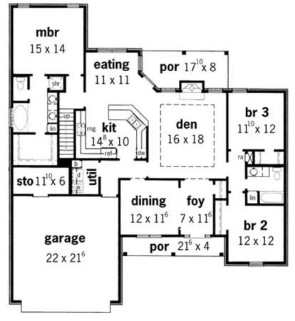 Floorplan 1 for House Plan #9035-00196