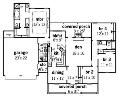 Floorplan 1 for House Plan #9035-00205