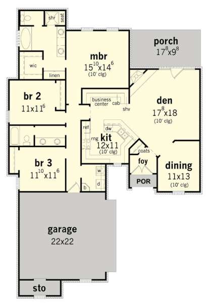 Floorplan 1 for House Plan #9035-00208