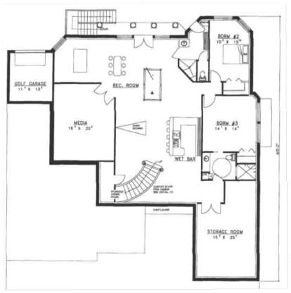 Basement Floor for House Plan #039-00255