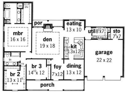 Floorplan 1 for House Plan #9035-00222