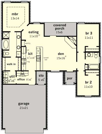 Floorplan 1 for House Plan #9035-00235