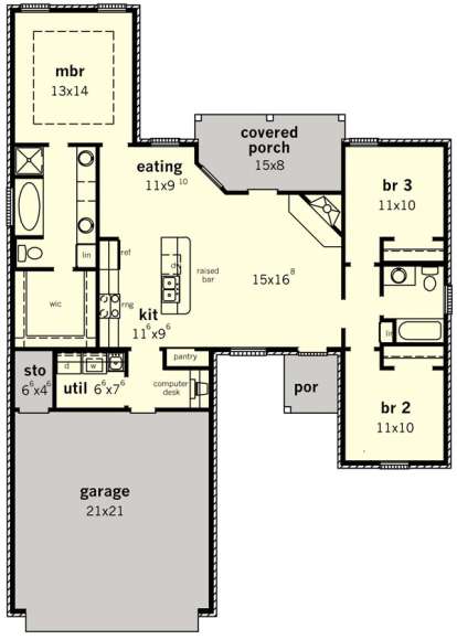 Floorplan 1 for House Plan #9035-00237