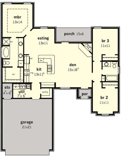 Floorplan 1 for House Plan #9035-00239