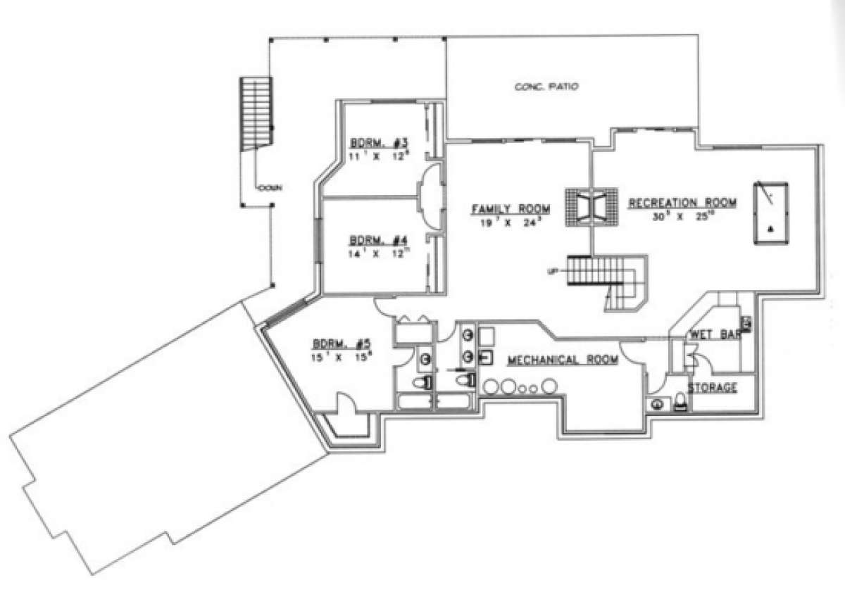 Basement Floor for House Plan #039-00257