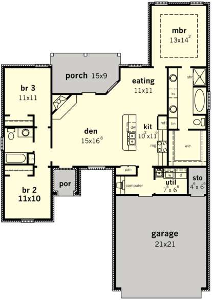 Floorplan 1 for House Plan #9035-00243
