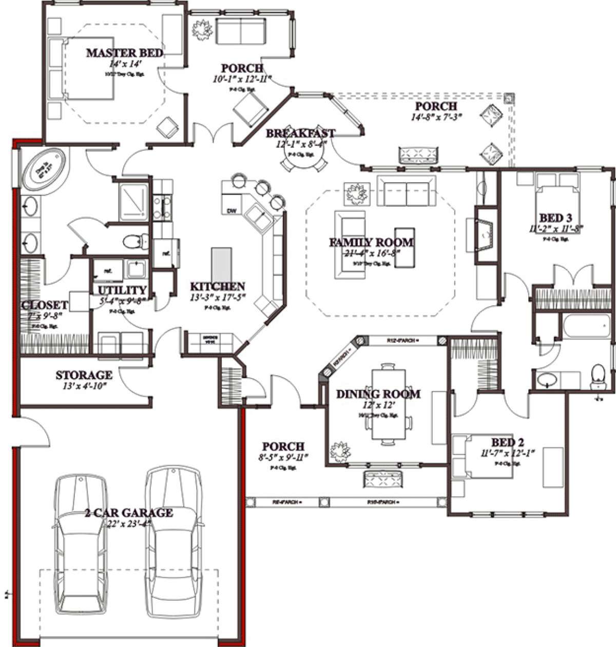 Floorplan 1 for House Plan #1070-00007