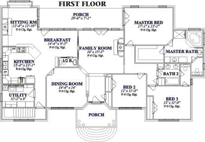 Floorplan 1 for House Plan #1070-00018