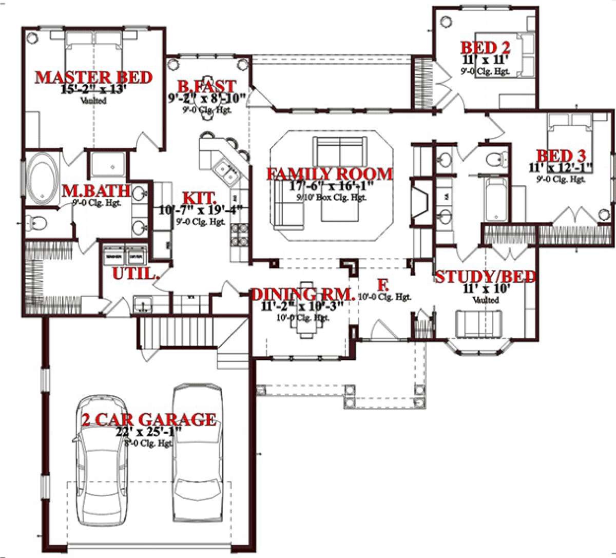 Floorplan 1 for House Plan #1070-00019