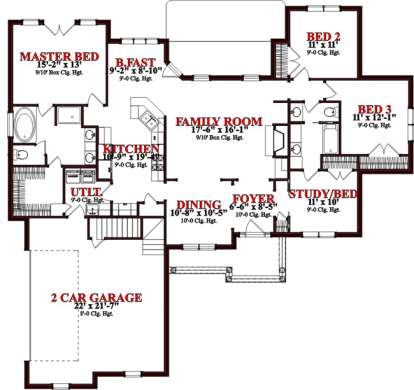 Floorplan 1 for House Plan #1070-00021
