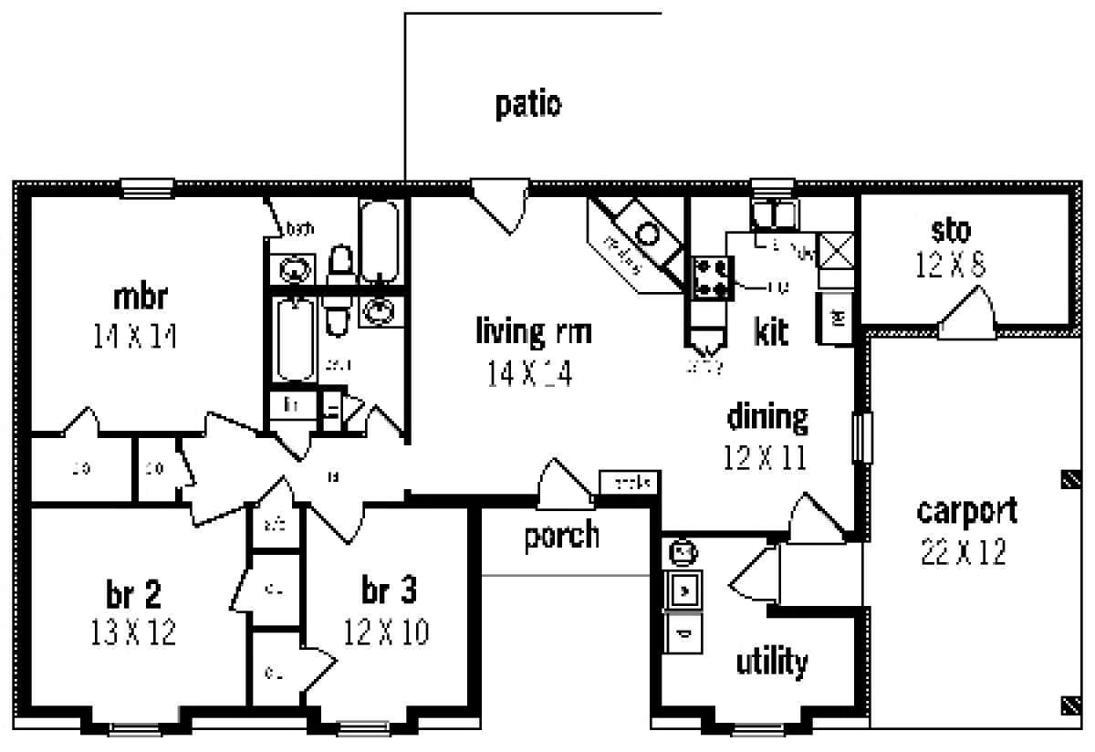Floorplan 1 for House Plan #048-00034