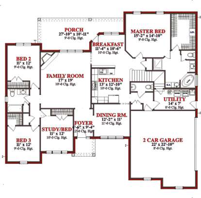 Floorplan 1 for House Plan #1070-00030
