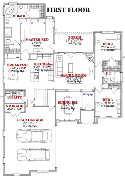 Floorplan 1 for House Plan #1070-00038