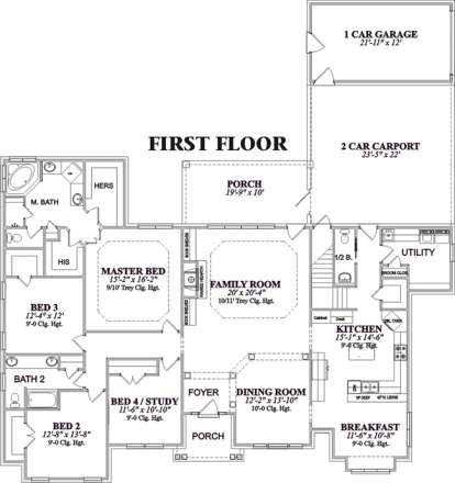 Floorplan 1 for House Plan #1070-00048