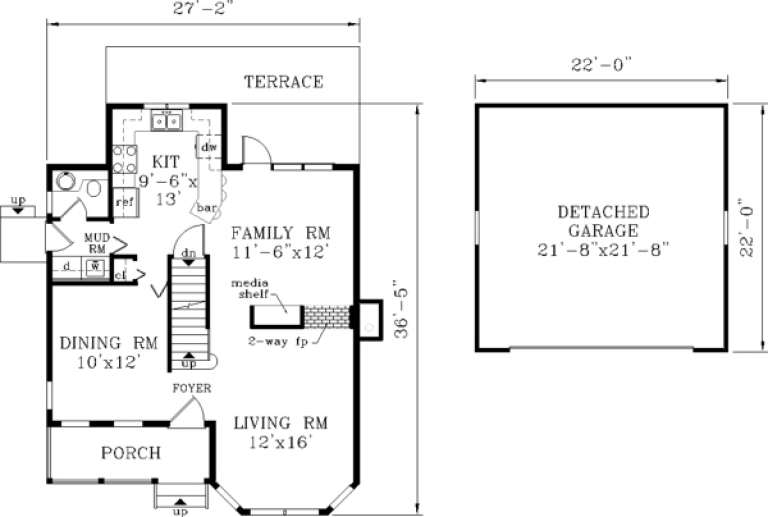 House Plan House Plan #156 Drawing 1