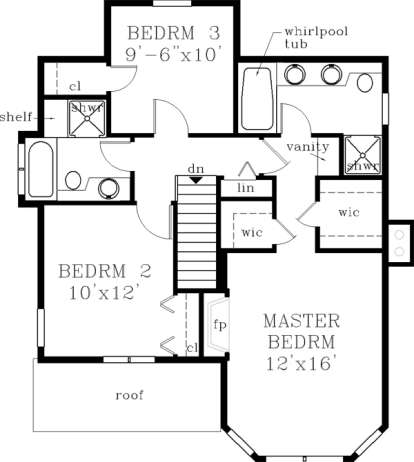 Upper Floor for House Plan #033-00012