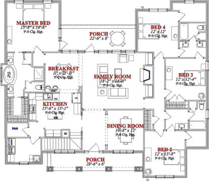 Floorplan 1 for House Plan #1070-00080
