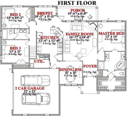 Floorplan 1 for House Plan #1070-00083
