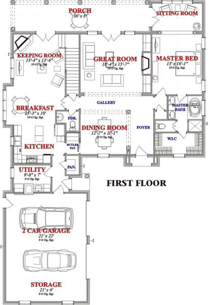 Floorplan 1 for House Plan #1070-00107