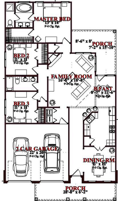 Floorplan 1 for House Plan #1070-00128