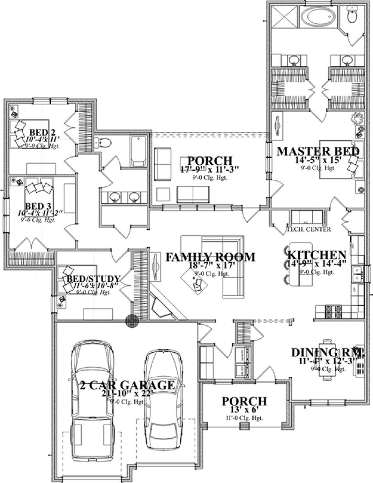 Floorplan 1 for House Plan #1070-00136