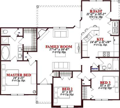 Floorplan 1 for House Plan #1070-00162