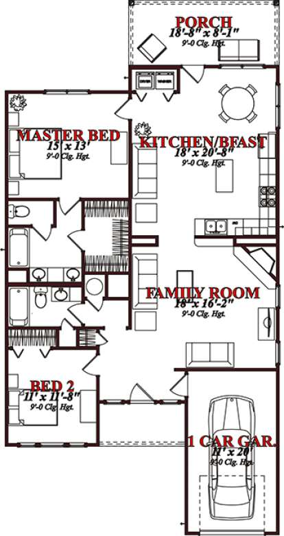 Floorplan 1 for House Plan #1070-00168