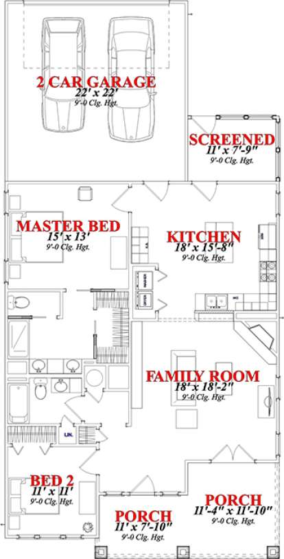 Floorplan 1 for House Plan #1070-00169
