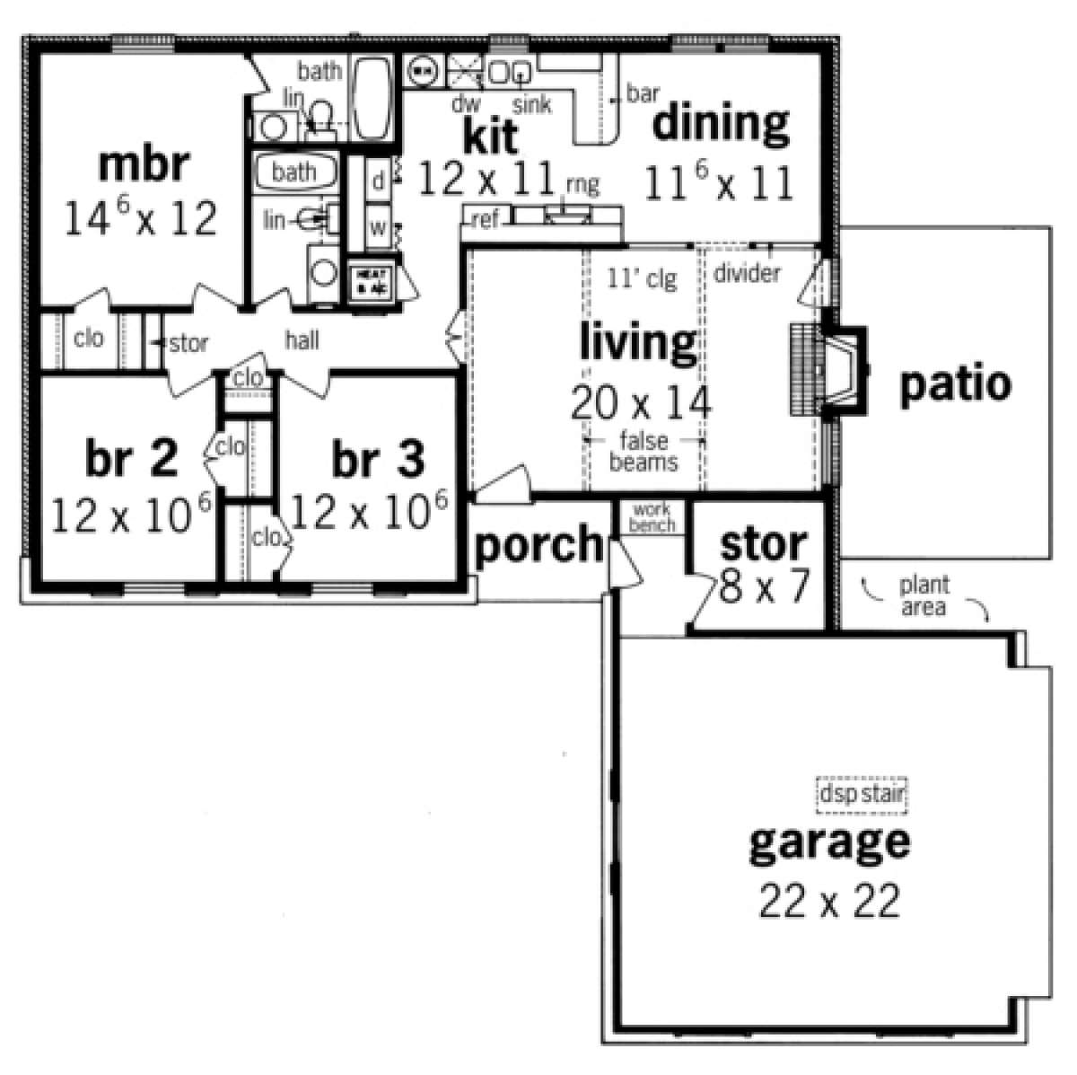 Floorplan 1 for House Plan #048-00036
