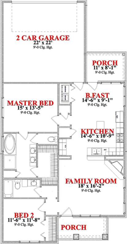 Floorplan 1 for House Plan #1070-00170
