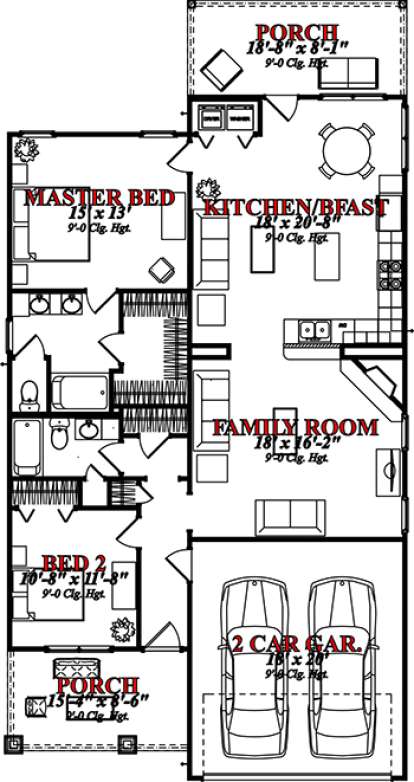 Floorplan 1 for House Plan #1070-00172