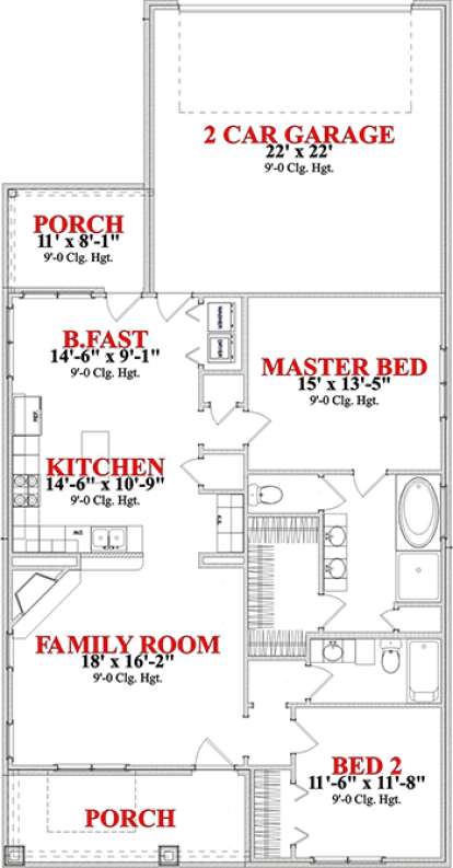 Floorplan 1 for House Plan #1070-00173