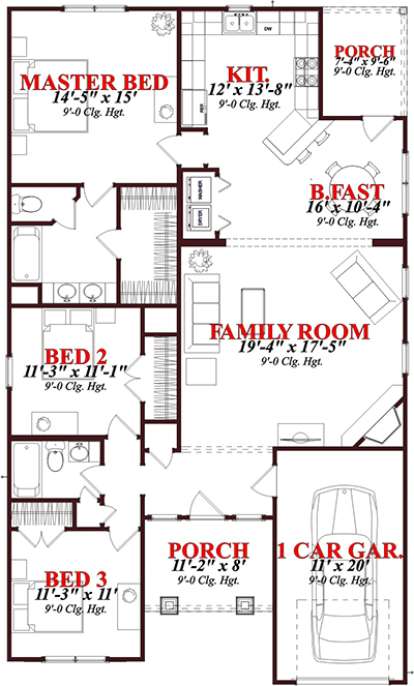 Floorplan 1 for House Plan #1070-00175