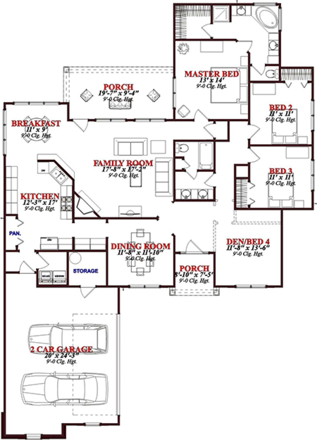 Floorplan 1 for House Plan #1070-00176