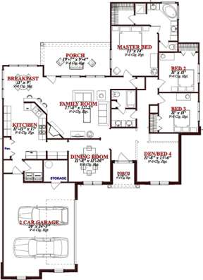 Floorplan 1 for House Plan #1070-00177