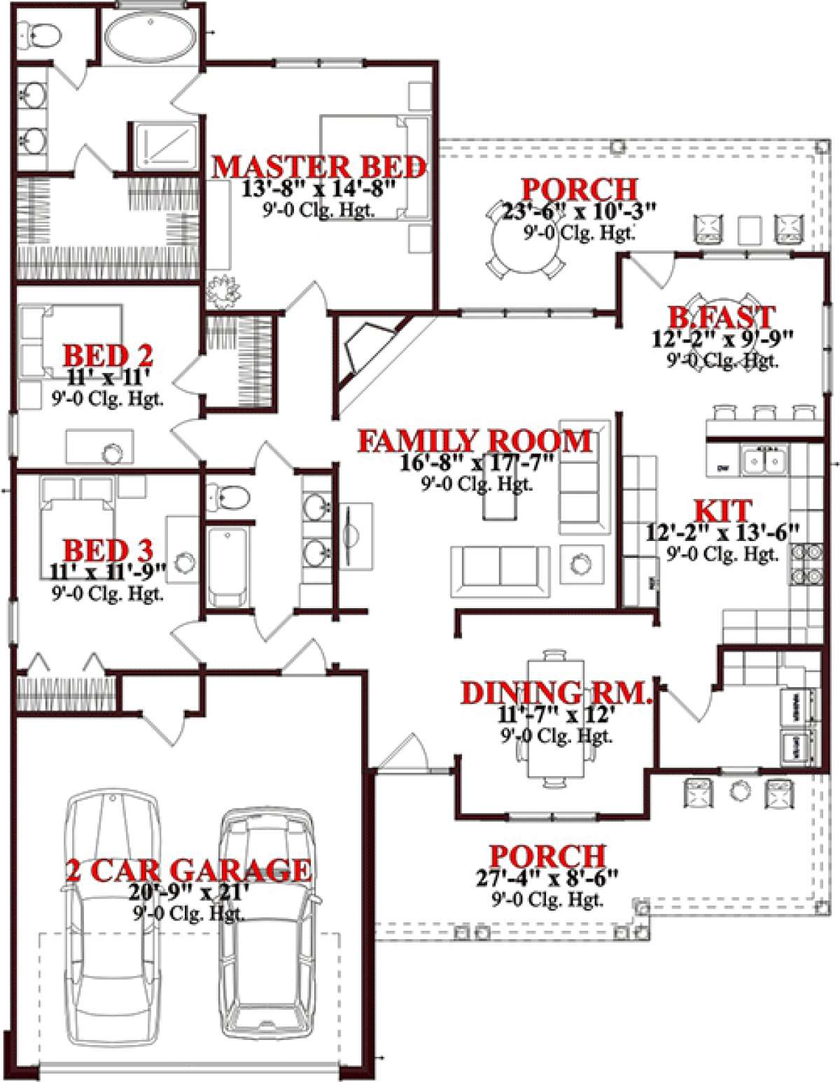 Floorplan 1 for House Plan #1070-00181