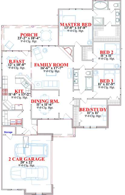 Floorplan 1 for House Plan #1070-00186