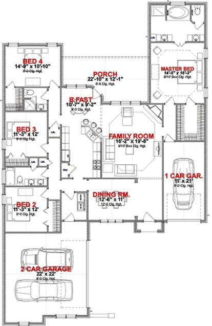 Floorplan 1 for House Plan #1070-00188