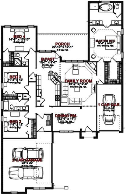 Floorplan 1 for House Plan #1070-00191