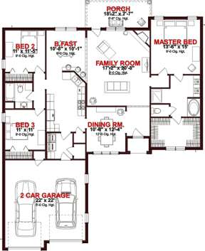 Floorplan 1 for House Plan #1070-00197