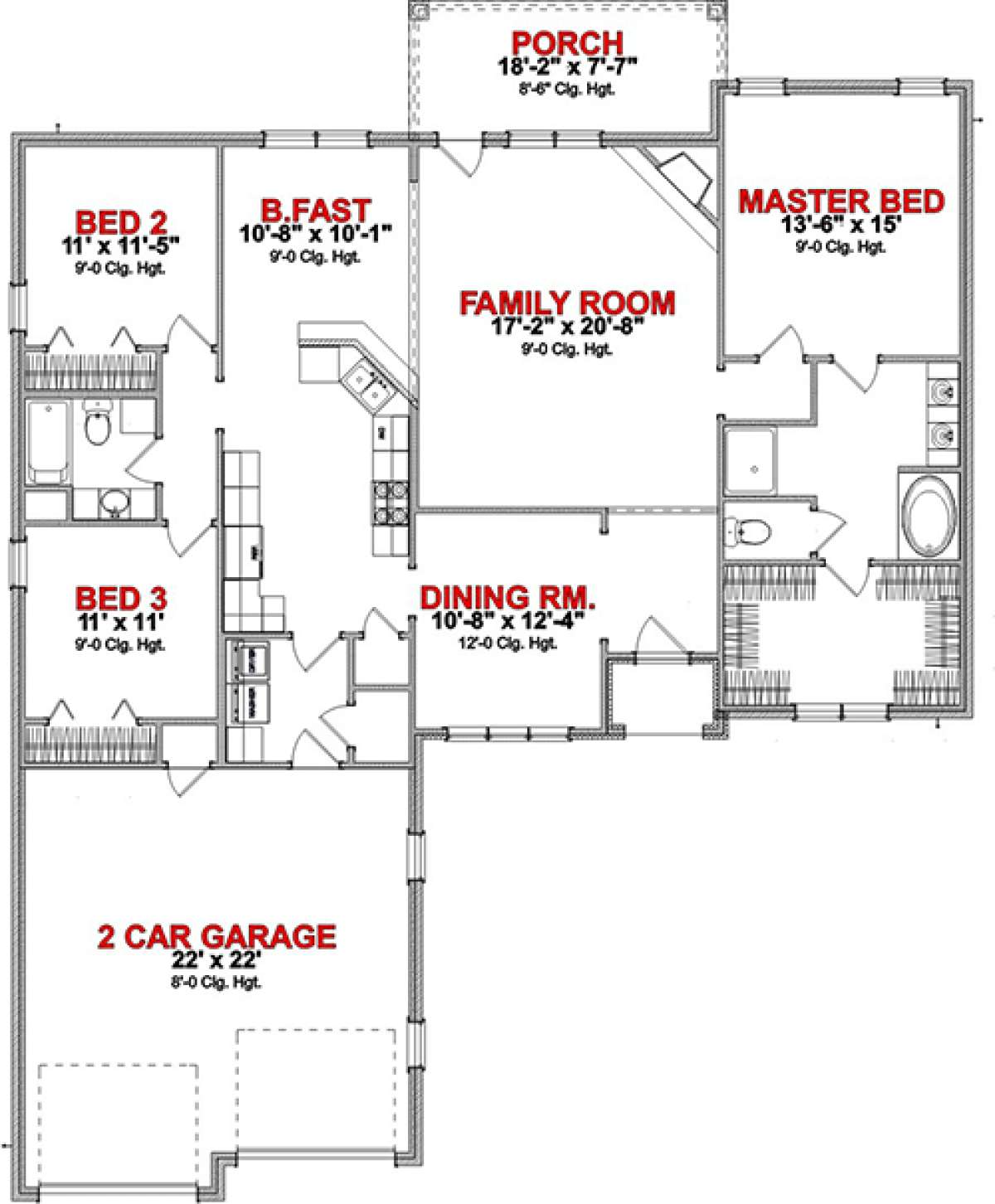 Floorplan 1 for House Plan #1070-00198