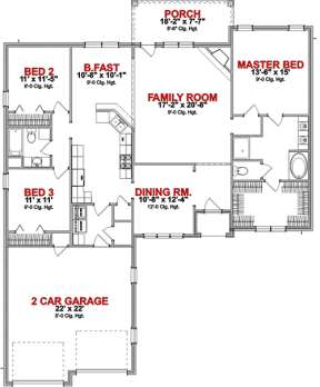 Floorplan 1 for House Plan #1070-00198
