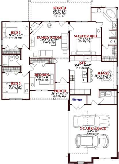 Floorplan1 for House Plan #1070-00202