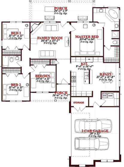 Floorplan 1 for House Plan #1070-00203