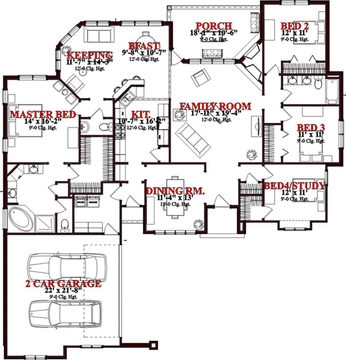 Floorplan 1 for House Plan #1070-00208