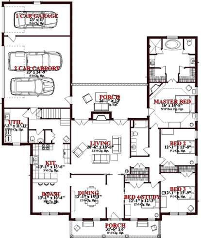 Floorplan 1 for House Plan #1070-00216