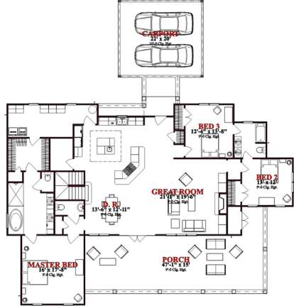 Floorplan 1 for House Plan #1070-00219